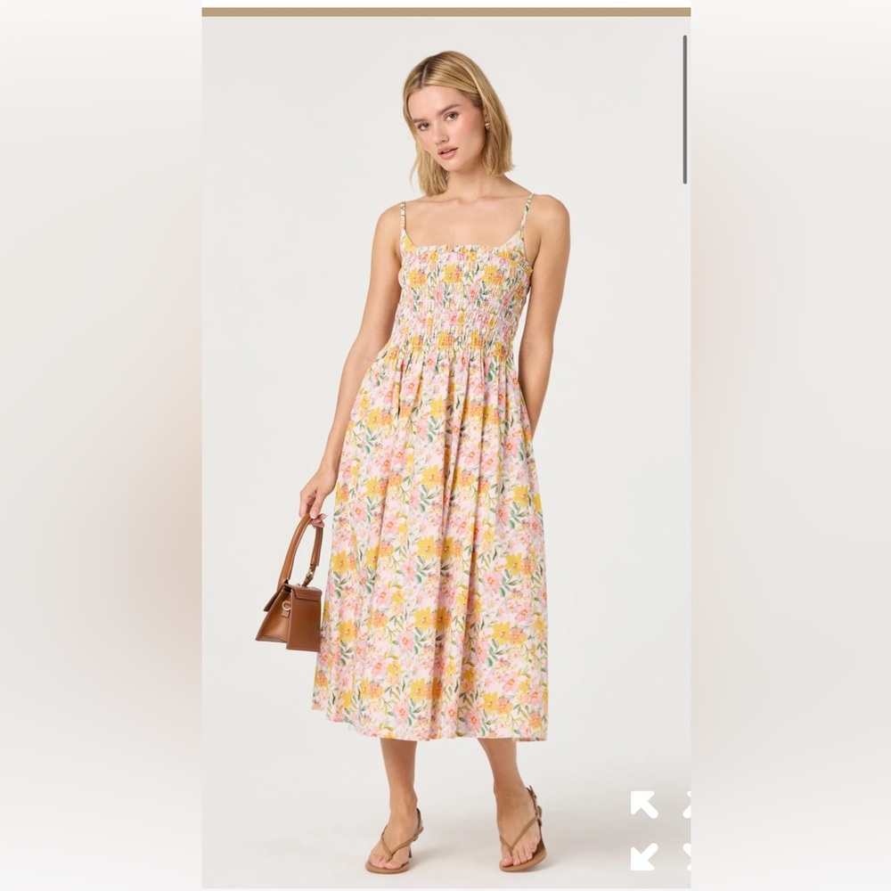 Smocked Floral Midi Dress ASTR the Label